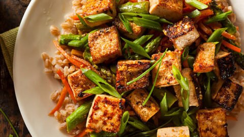 Homemade Tofu Stir Fry with Vegetables and Rice