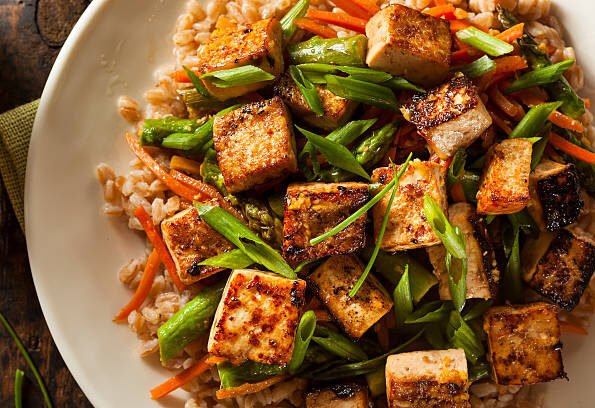 Homemade Tofu Stir Fry with Vegetables and Rice